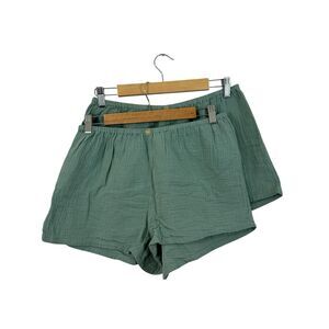 Madewell Medium Lightestspun Pajama Shorts LOT OF 2 Sage Green Cotton Womens